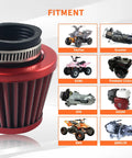Red 38mm 1.5 Inch Air Filter Intake Induction Kit Riding Ready Universal Fit For GY6 50cc QMB139 Taotao Sunl BMS Lance Wildfire