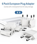 Six Pack US To Europe Plug Adapters For European Outlets 220V To 110V Travel Converter Type C Euro Plug with transparent box