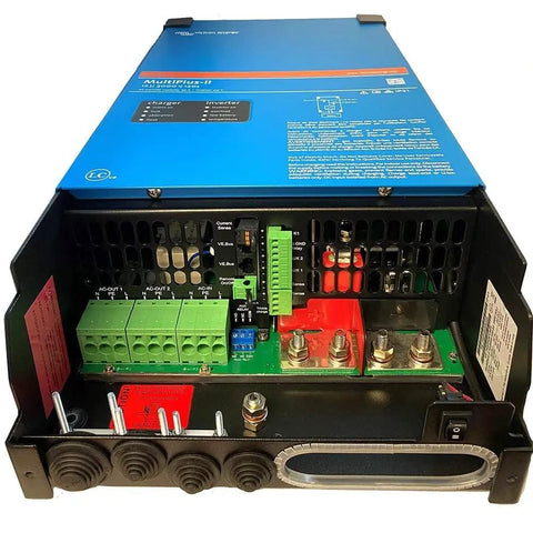 Back panel view of MultiPlus-II Pure Sine Wave Inverter Charger With PowerControl And PowerAssist, 12/3000/120 UL Certified, connections visible.