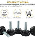 Top Shelf M6 X 20MM Knurled Thumb Screws 10 Pack Black Galvanized Steel Fasteners, four screws showing corrosion-resistant design.
