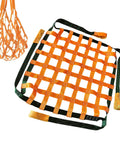 Heavy Duty Polyester Lifting Net For Brick And Cement Hauling with orange and green straps, ideal for cargo rigging and transport.