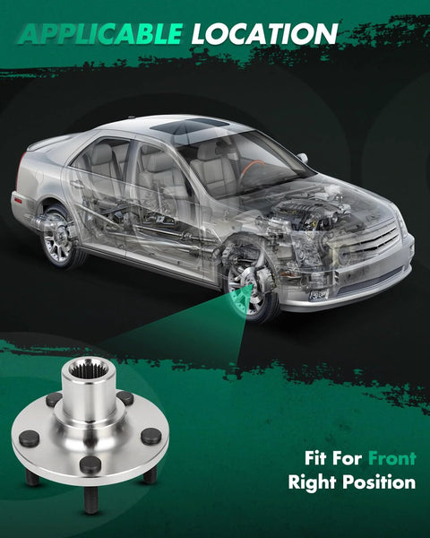 Plug And Play Front Wheel Hub Bearing Replacement For Ford Focus 2012-2018 And Ford C-Max 2013-2018 Fits 1.5L-2.5L Engines Durable Direct-Fit Hub Assembly 510110 HUB81 shown with car diagram and hub bearing
