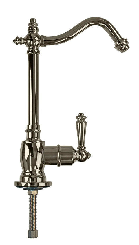 Victorian Style 9 Inch Cold Water Dispenser Faucet With One Lever Handle, Polished Nickel Finish, Gooseneck Spout Reach Five Inches