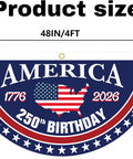 Patriotic 250th Birthday Bunting Flags Set For USA Fans Anniversary Fan Banner 1776 To 2026 Two By Four Feet Navy Blue Red With Brass