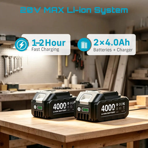 Cordless Drill And Impact Driver Combo Kit For DIY Home Projects With Brushless Motors, 0 To 3250 RPM, 0 To 3450 IPM, 1950 In Lbs Torque, Four Speed Settings, Three Scene Modes, And A Three Eighths Inch Driver Drill. 2x4.0Ah batteries