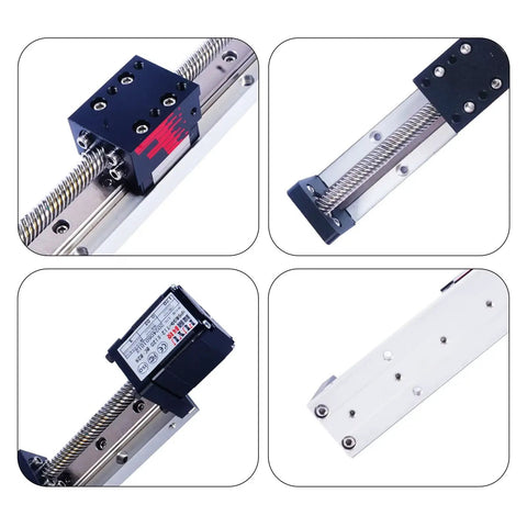 Mini Linear Rail Slide Guide For CNC Motion Table With Nema 14 Stepper Motor, 50 To 300mm Stroke, multiple angles shown