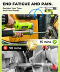 Image comparing a Cordless 12000 PSI Electric Grease Gun Kit With Dual 2.0Ah Batteries, showing faster use versus manual tool.
