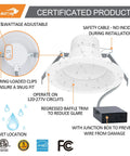 12 Inch Canless LED Recessed Downlight With Junction Box, Slick Adjustable Wattage 30 To 50 Watts, 3Cct Warm Cool Daylight 3000K To 5000K, No Sweat 0 To 10V Dimming, IC Rated Commercial Ceiling Fixture Pack Of 10 close-up of adjustable features and installation details.