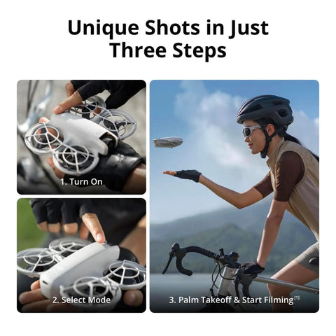 Neo Mini Drone With 4K UHD Camera Dope Lightweight 135g Self Flying With Subject Tracking Palm Takeoff process shown