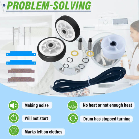Must Have Dryer Repair Kit For Neptune 3000 5000 9000 Series Includes Drum Roller Kit Idler Pulley Tumbler Bearings And 91 5/8 Inch Drum Belt