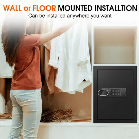 Large 3.4 Cu Ft Home Safe With Fire And Water Proof, Electronic Keypad, Spare Key, Floor Safe With Removable Shelf in closet