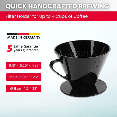 Pour Over Coffee Dripper Size 4 Cone For Manual Brewing Reusable Plastic Filter Cone Up To Four Cups