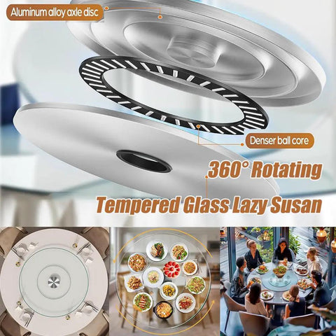 360° view of Extra Large 110cm Clear Glass Lazy Susan Turntable For Dining Table And Kitchen Counter Rotating Serving Tray.