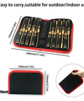 RC Car Tool Kit Sixteen Piece Repair Screwdriver Set with Hex Bits and Nut Driver in black and red carry case, dimensions shown.