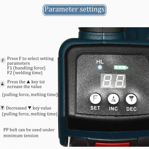 Parameter settings of Automatic Electric Strapping Machine With 4000mha Battery For 1/2 To 5/8 In PP PPT Straps