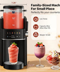 Super Chill Slushie Maker For Home With Rapid Freeze Ice Cream Cycle And Forty Ounce Basin In Matte Black Body with frozen drinks.