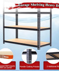Beefy 5-Tier Garage Shelving Unit With Adjustable Shelves, Heavy Duty Steel Storage Rack Holds Up To 2400 Lbs, 28x12x60 Inches, Ideal For Garage, Workshop, And Warehouse Organization. Black steel garage shelving with MDF boards and adjustable shelves