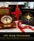 Go Confidently Brass Compass Gift For Graduation, College And High School, Unique Gift For Him with greeting card and box