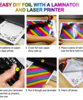 DIY foiling process using Hot Foil Paper Dope 20x29cm 50 Sheets Mixed 16 Colors Toner Reactive For Laser Printer and Laminator