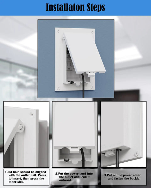 Installation steps for Tough As Nails Type 3r Enclosure Cover Dbvw One, showing white outlet box cover in use.