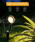 Low Voltage Landscape Lighting Kit Plug And Play With Dusk To Dawn Transformer spotlight illuminating garden plant, 6W LED, 3000K