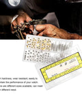 Pro Grade Watch Stem Extender And Crown Replacement Parts Kit With Storage Box showing various sizes and colors.