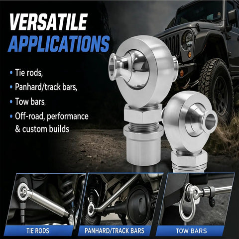 Heavy Duty One Inch Chromoly Heim Joint Rod End Kit With Right And Left Hand Threads Plus Tube Adapter Two Pack for Panhard bars