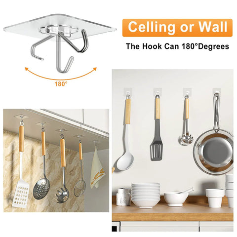 Heavy Duty Adhesive Hooks 12 Pack Holds Up To 13 Lbs Each Waterproof No Nail Wall Hangers for Kitchen utensils on wall