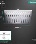 Vernis Blend 9 Inch Rain Shower Head Chrome Finish With 1 Spray Fixed Mount 1.75 GPM EcoRight Water Saver dimensions