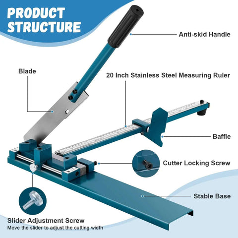 Wire Duct Cutter Tool For Open Slot PVC Trunking And Duct Covers With Adjustable Width Ruler, product structure diagram with labels