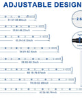 Diagram showing adjustable lengths of 32 To 90 Inch Adjustable Tension Curtain Rod In Black No Drill Easy Install.