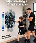 Child and adult training with Wall Mounted Boxing Trainer With 3D Uppercut Targets, Smart Musical Boxing Machine, includes gloves.