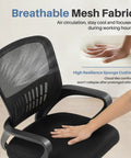Ergonomic Go-To Home Office Desk Chair With Lumbar Support And Rocking Mode, breathable mesh back and cushioned seat detail