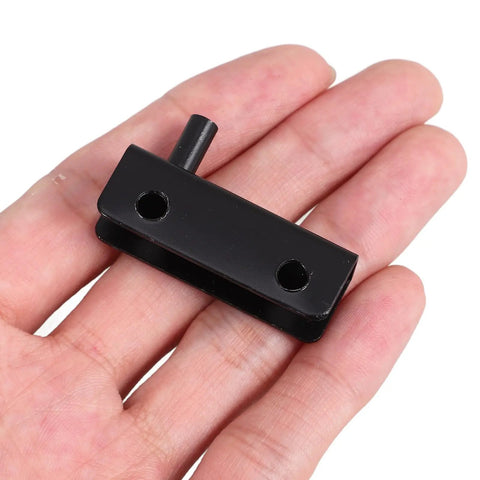 Person holding Black Finish Glass Shower Door Hinges Set With Metal Clamps Cold Rolled Steel Construction 4-Pair Shower Door Hardware Repair Kit.