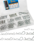188-Piece Hitch Pin Clip Kit With R Clips And Hair Pin Retaining Pins, 11 Sizes From M1x17 To M3x65 in open plastic case