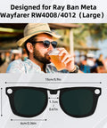 Man wearing Ray Ban Meta Wayfarer sunglasses with Polarized Clip Ons For Ray Ban Meta Wayfarer Gen 1 And Gen 2 Large 53 22 Sunglasses Discoloration Clips Protect Your Eyes Cool On Fleek And Fly Yellow, enjoying a drink at a sunny outdoor setting.