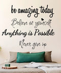 Removable Peel And Stick Inspirational Quote Wall Decals Set With Four Motivational Phrases in a home bedroom setting