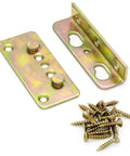 Rock Solid No Mortise Bed Rail Brackets 4 Pack Hella Sturdy Rust Proof Iron Clips For Wood Beds No Sweat Assembly Tight Grip Furniture Hardware Repair Fix with screws and connectors