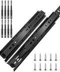 Built Tough 14 Inch Ball Bearing Drawer Slides Six Pairs Heavy Duty Side Mount Tracks Black Finish with screws
