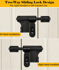 Built Different 4 Inch Slide Barrel Bolt Gate Latch crafted from solid corrosion resistant stainless steel, left and right installation views