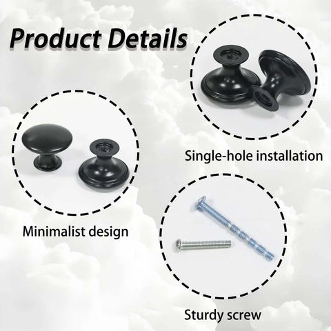 12 Pack Antique Black Round Cabinet Knobs With Screws For Kitchen Cupboard Doors Drawers Dresser Hardware Vintage Style Pulls