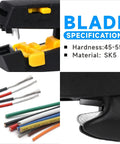 Pro Grade Wire Stripper With Cutter And Self Adjusting Mechanism For Electronics Auto And Home Wiring, blade hardness specification