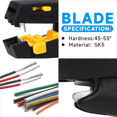 Pro Grade Wire Stripper With Cutter And Self Adjusting Mechanism For Electronics Auto And Home Wiring, blade hardness specification