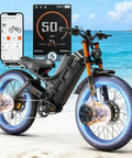 Heavy Duty 5600W Dual Motor Electric Bike For Adults 60V 80Ah Long Range Battery Up To 250 Miles with smartphone display.