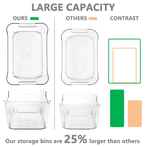 Clear Plastic Storage Bins Set, 12 Pack For Pantry, Kitchen, Office And Fridge Organization, BPA Free And Shatter Resistant