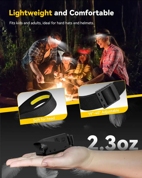 People using Rechargeable Headlamps With Red Light And 230 Degree Ultra Wide Beam, 7 Modes For All Day Brightness at campfire
