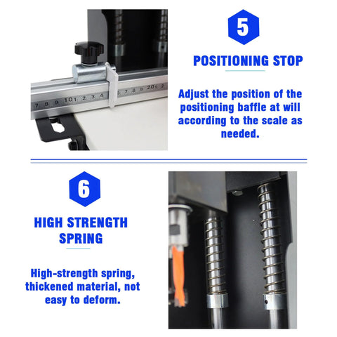 Yokoma 110V pneumatic hinge boring insertion machine, single-head portable hinge drill with ruler guide and stop