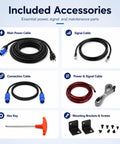 Included accessories for Top Shelf 80 Inch P1.86 Led Poster Display With Gob Coating, featuring cables and mounting brackets.