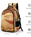 Farmhouse Lamb Print Backpack For Everyday Carry, unisex daypack with lamb design, durable polyester, large capacity