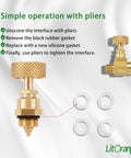 Litorange brass needle valve, 1/4 in NPT male to 1/4 in NPT female, 2-pack with O-rings